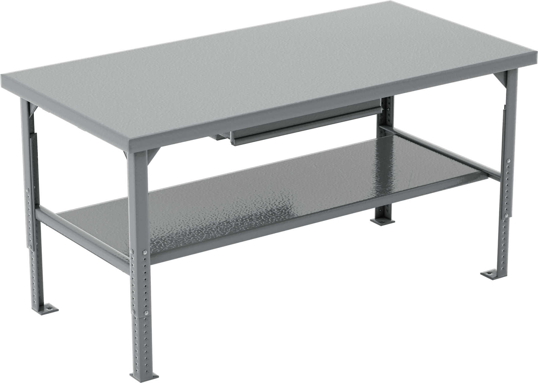 Ekstra Ağır Hizmet Tipi Yüksekliği Ayarlanabilir Masa, Raf ve Asma Kilitli Çekmece, 72“ Genişlik x 36” Derinlik