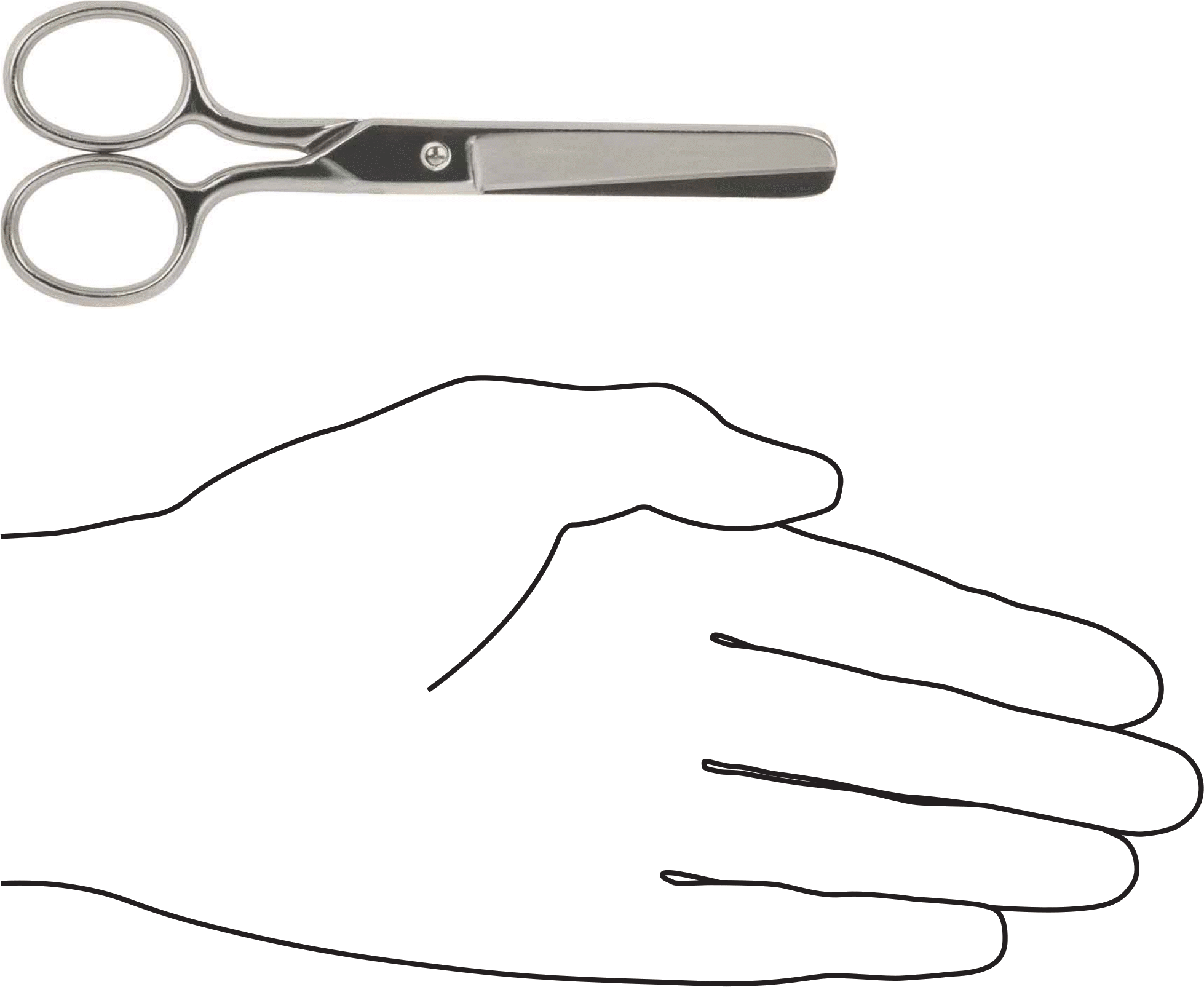 Künt Uçlu Tamamen Metal Makas, 5-1/4" Toplam Uzunluk