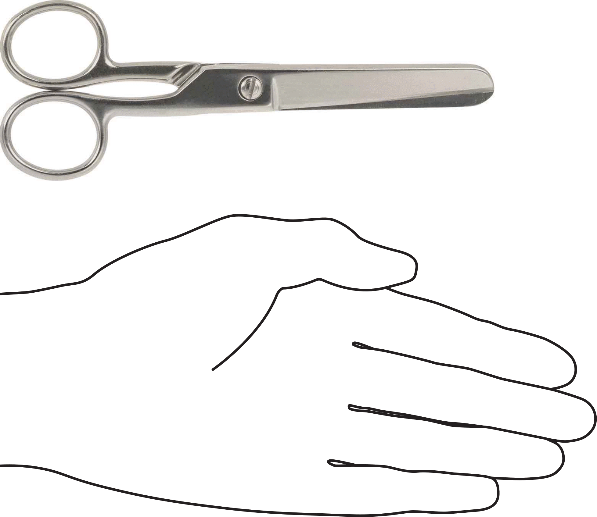 Künt Uçlu Tamamen Metal Makas, 6-1/4" Toplam Uzunluk
