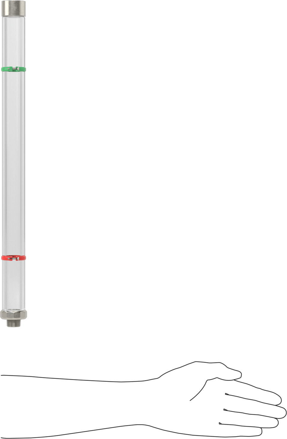 Easy-View Yağ Seviyesi Göstergesi, 1/2 NPT Erkek Diş, 18-13/16" Toplam Yükseklik