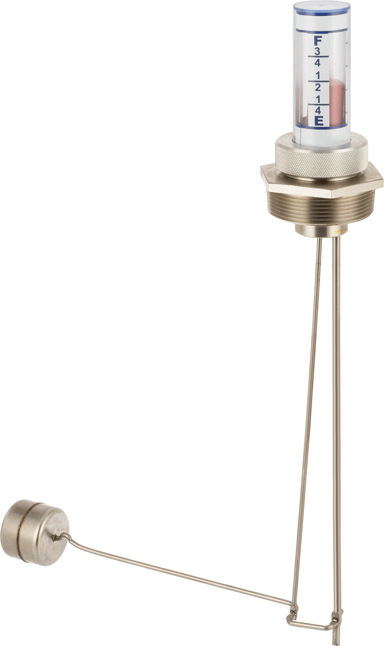 Kimyasal Dayanıklı Dikey Montajlı Sıvı Seviye Göstergesi, 20" Tank Derinliği için, 1-1/2 NPT Erkek