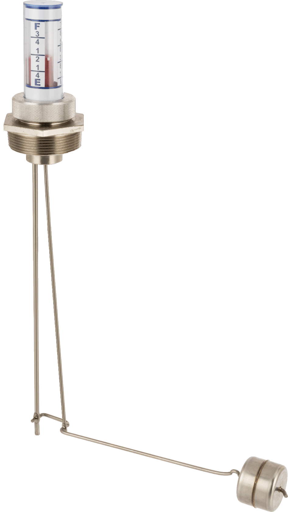 Kimyasal Dayanıklı Dikey Montajlı Sıvı Seviye Göstergesi, 20" Tank Derinliği için, 1-1/2 NPT Erkek