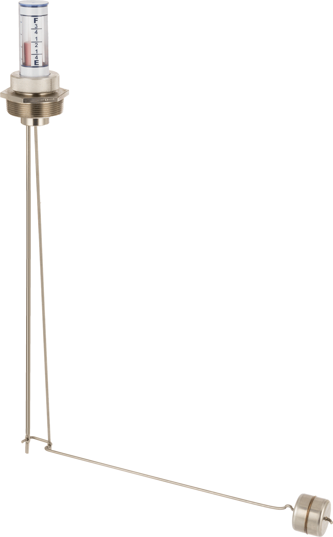 Kimyasal Dayanıklı Dikey Montajlı Sıvı Seviye Göstergesi, 30" Tank Derinliği için, 1-1/2 NPT Erkek