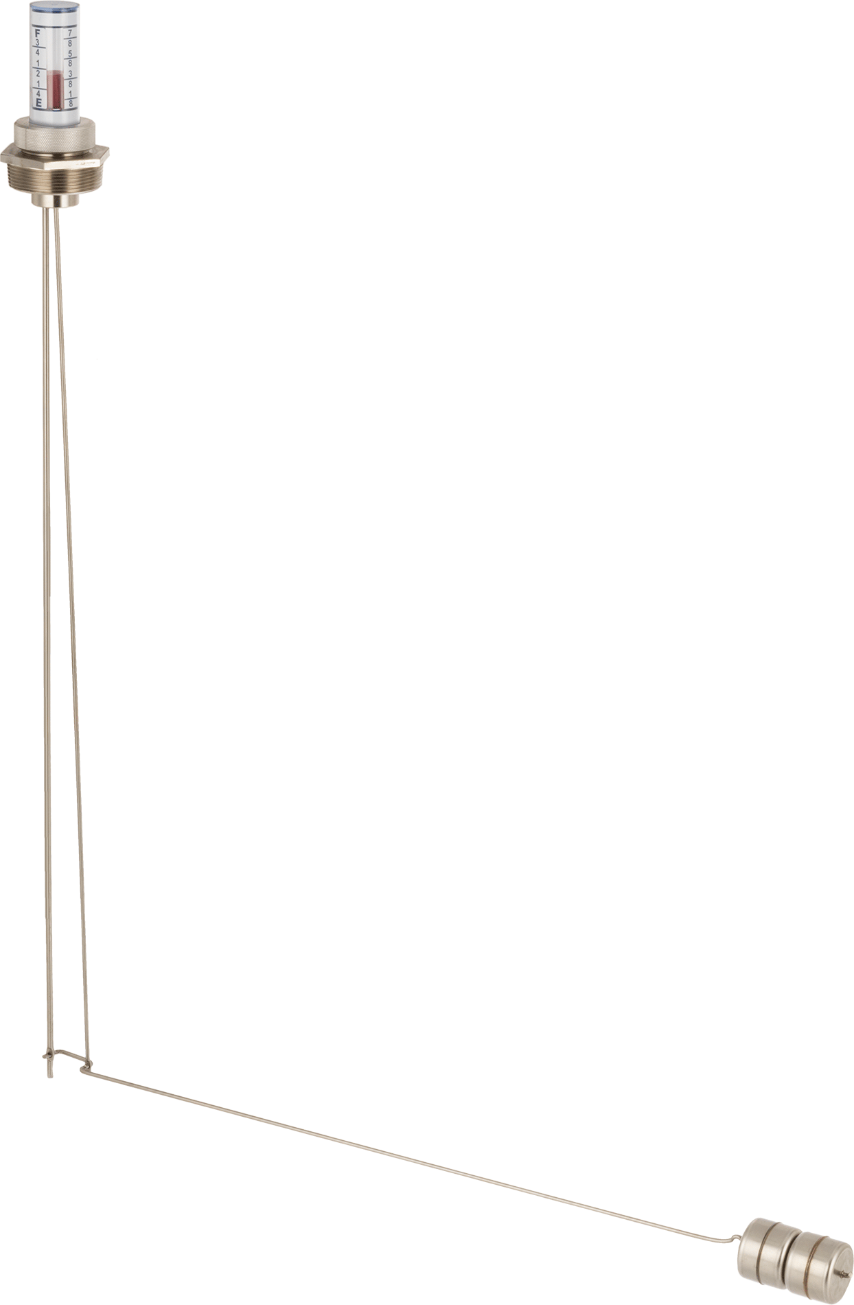 Kimyasal Dayanıklı Dikey Montajlı Sıvı Seviye Göstergesi, 48" Tank Derinliği için, 1-1/2 NPT Erkek