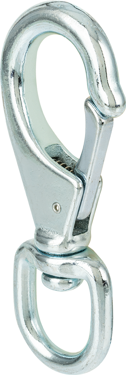 Döner Gözlü Karabina, Çinko Kaplı Demir, 3/4" Açıklık Genişliği, 5-1/8" Kullanılabilir Uzunluk