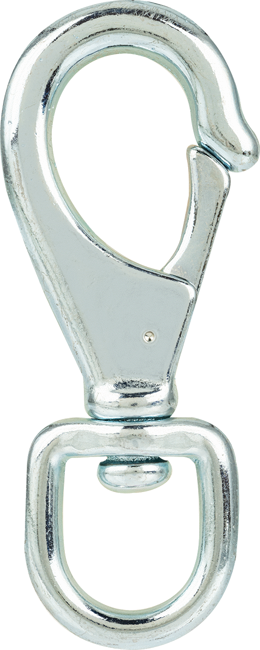 Döner Gözlü Karabina, Çinko Kaplı Demir, 3/4" Açıklık Genişliği, 5-1/8" Kullanılabilir Uzunluk