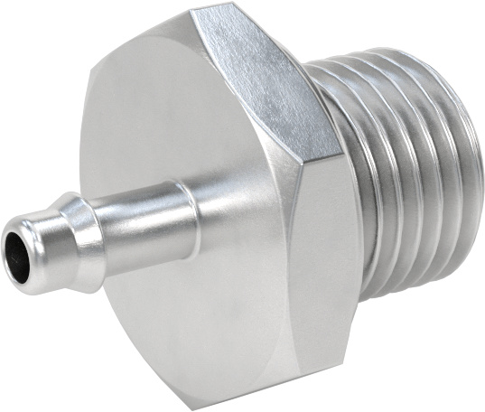 Alüminyum Düşük Basınçlı Dikenli Boru, Hava ve Su için, 4 mm Boru x 1/4 BSPP Erkek Adaptörü