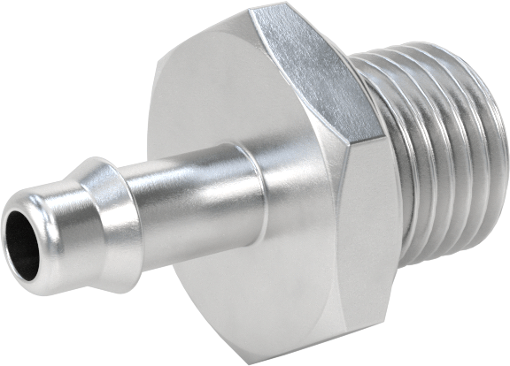 Alüminyum Düşük Basınçlı Dikenli Boru, Hava ve Su için, 6 mm Boru x 1/4 BSPP Erkek Adaptör
