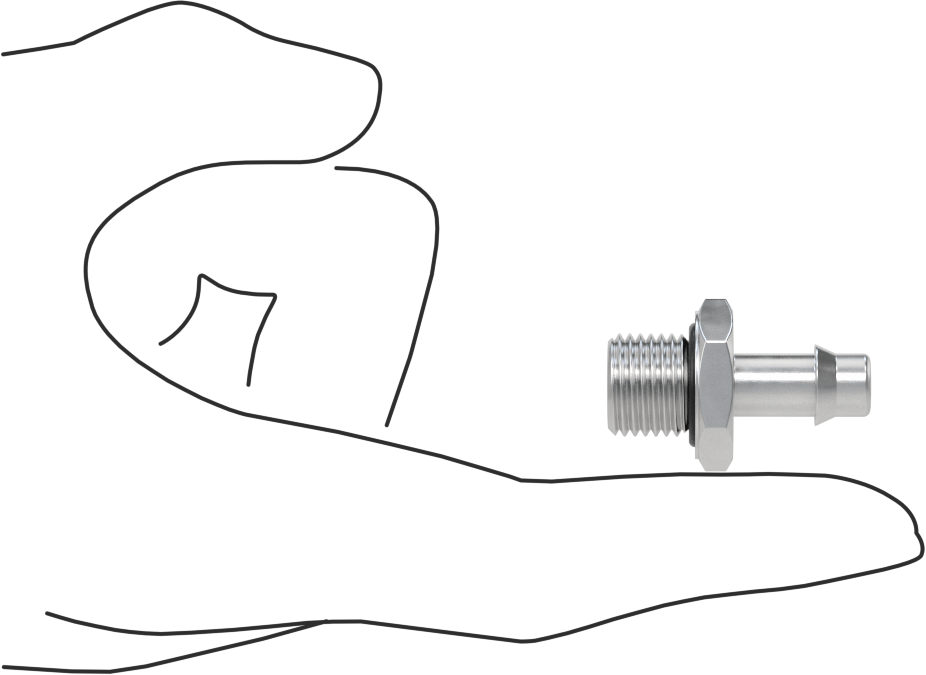 Alüminyum Düşük Basınçlı Dikenli Boru, Hava ve Su için, 8 mm boru x 1/4 BSPP erkek adaptör