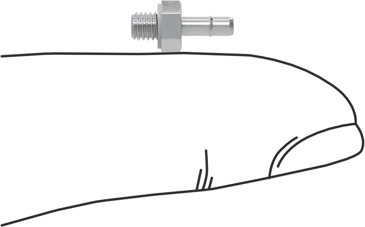 Alüminyum Düşük Basınçlı Dikenli Boru, Hava ve Su için, 2 mm Boru için Adaptör, M3 x 0,5 mm Erkek