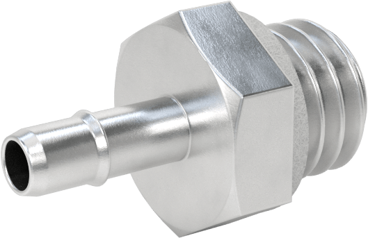Alüminyum Düşük Basınçlı Dikenli Boru, Hava ve Su için, 2 mm Boru için Adaptör, M5 x 0,8 mm Erkek