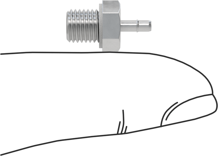 Alüminyum Düşük Basınçlı Dikenli Boru, Hava ve Su için, Adaptör, 2 mm Boru İç Çapı, M6 x 0,75 mm Erkek