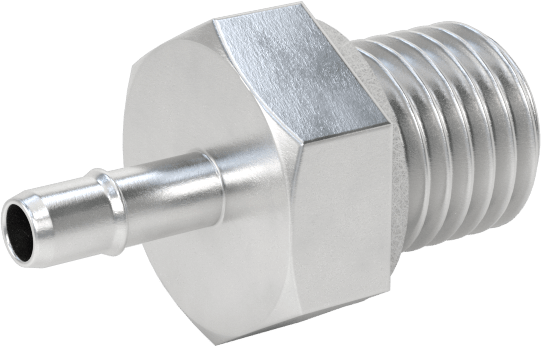 Alüminyum Düşük Basınçlı Dikenli Boru, Hava ve Su için, Adaptör, 2 mm Boru İç Çapı, M6 x 0,75 mm Erkek