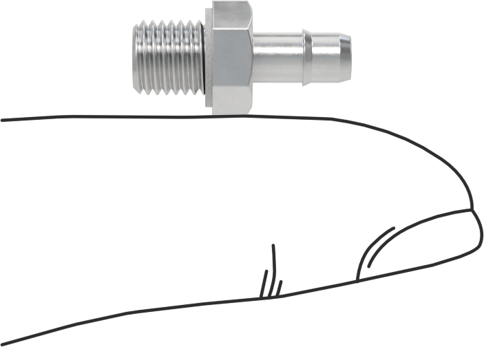 Alüminyum Düşük Basınçlı Dikenli Boru, Hava ve Su için, Adaptör, 4 mm Boru İç Çapı, M6 x 0,75 mm Erkek