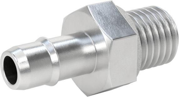 Alüminyum Düşük Basınçlı Dikenli Boru, Hava ve Su için, Adaptör, 4 mm Boru İç Çapı, M6 x 0,75 mm Erkek