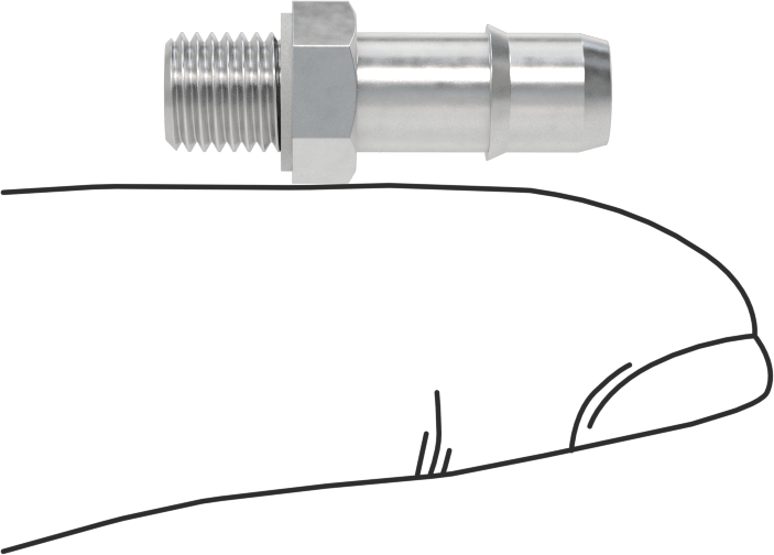 Alüminyum Düşük Basınçlı Dikenli Boru, Hava ve Su için, Adaptör, 6 mm Boru İç Çapı, M6 x 0,75 mm Erkek