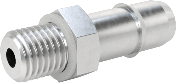 Alüminyum Düşük Basınçlı Dikenli Boru, Hava ve Su için, Adaptör, 6 mm Boru İç Çapı, M6 x 0,75 mm Erkek