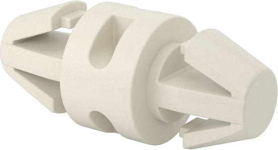 Çift Kilitli Geçmeli Ara Parçalar, Katkı Maddeli Naylon 6/6, 4 mm Uzunluk, 4 mm delik çapı için