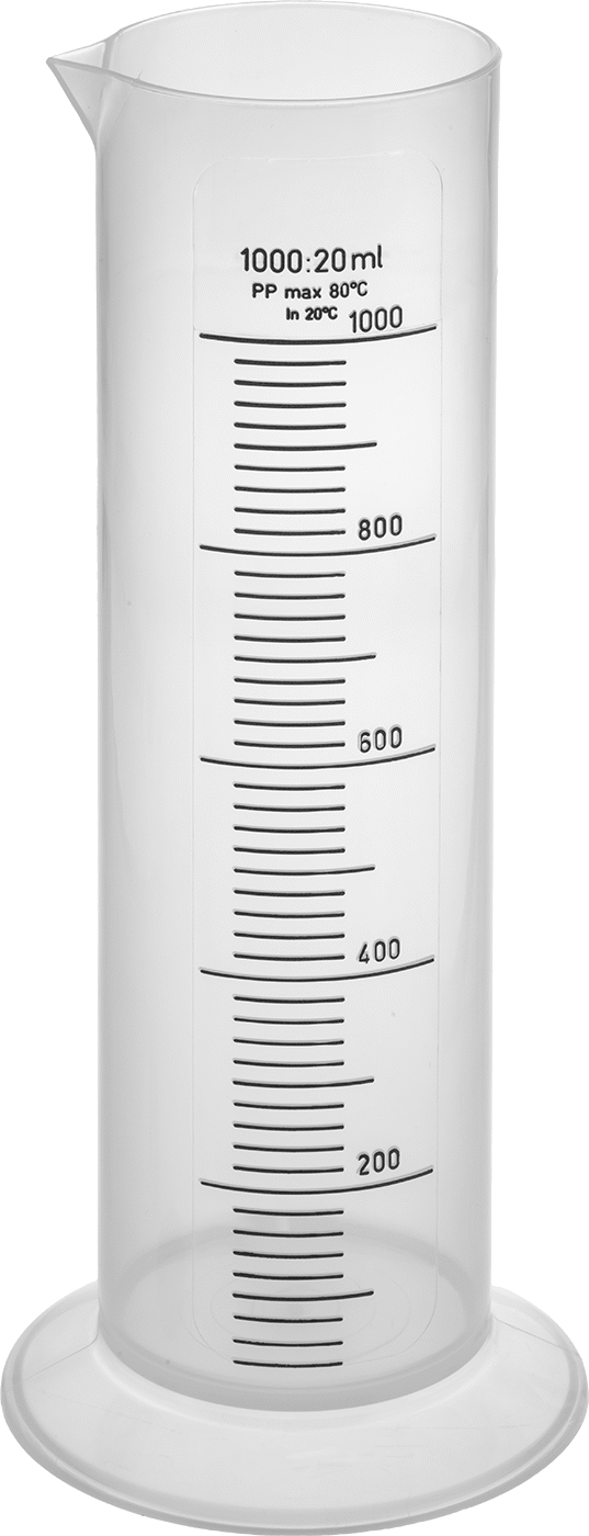 Kolay Karıştırmalı Polipropilen Plastik Ölçülü Silindir, 34 FL. oz./1000 ml Kapasite