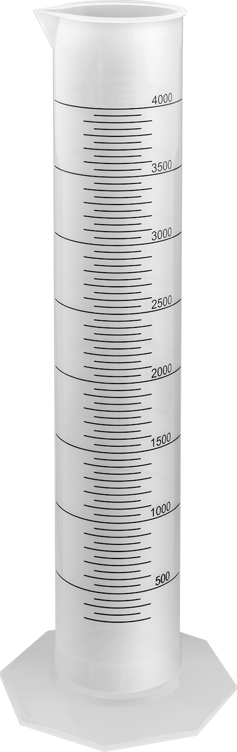 Kolay Karıştırmalı Polipropilen Plastik Ölçülü Silindir, Sınıf B, 135 FL. oz./4000 ml Kapasite