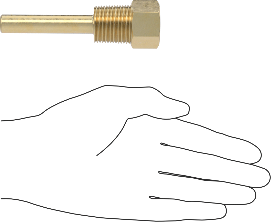 Termovell, 4“ x 1/4” Mil için, Pirinç, 3/4 NPT Bağlantı