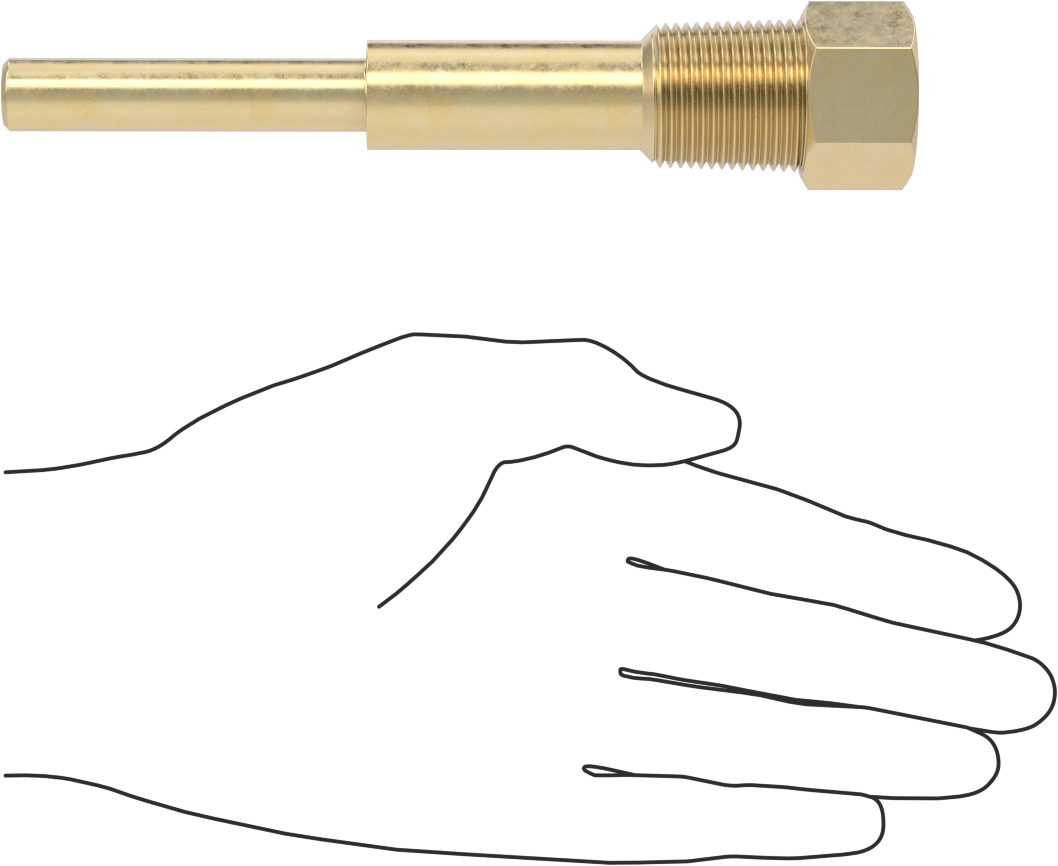 Termovell, 6 inç x 1/4 inç şaft için, Pirinç, 3/4 NPT Bağlantı