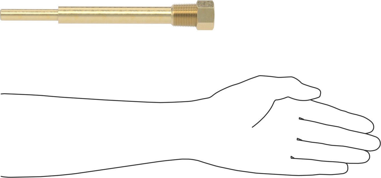 Termovell, 9“ x 1/4” gövde için, Pirinç, 3/4 NPT Bağlantı