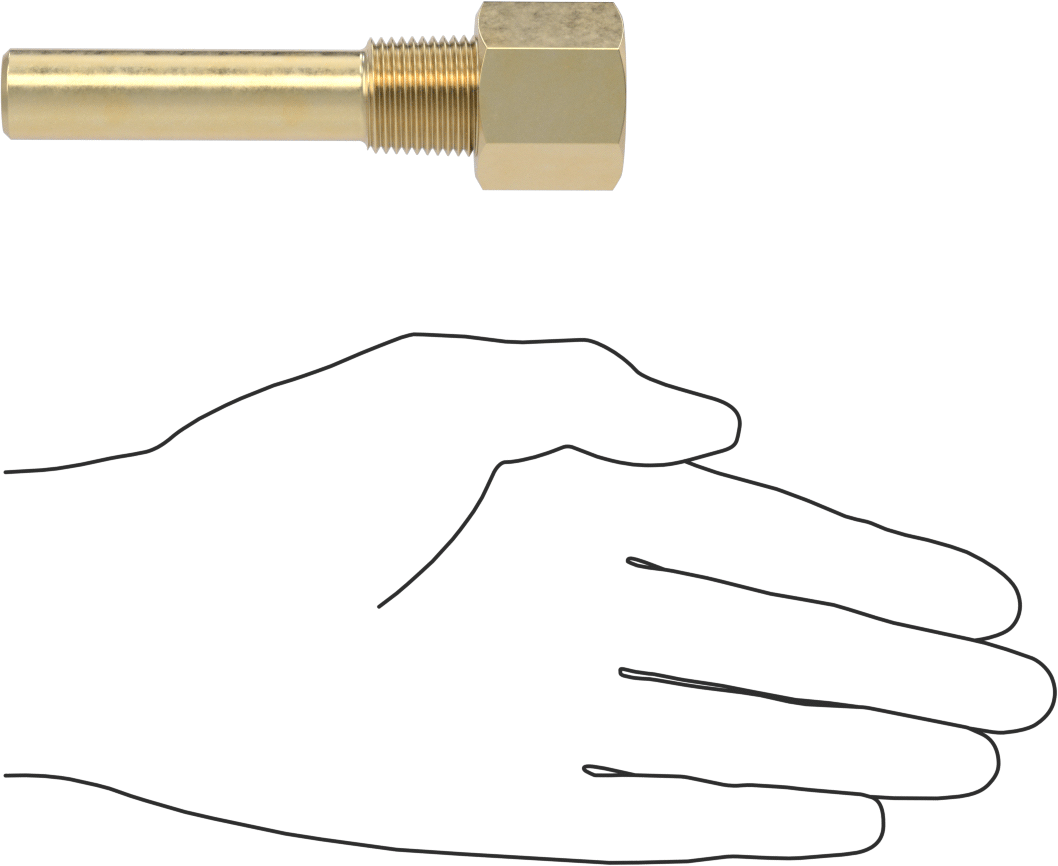 Termovell, 4“ x 3/8” Mil için, Pirinç, 1/2 NPT Bağlantı