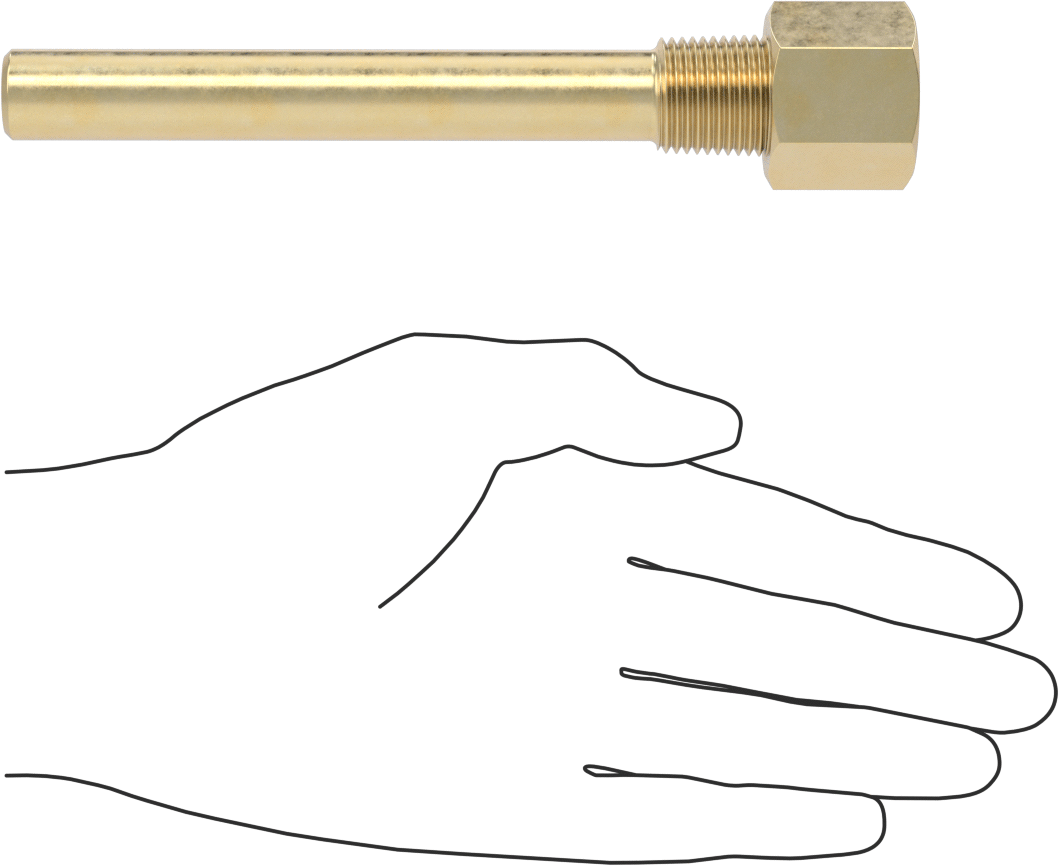 Termovell, 6“ x 3/8” Mil için, Pirinç, 1/2 NPT Bağlantı