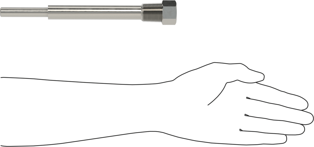 Termovell, 9“ x 1/4” gövde için, 304 Paslanmaz Çelik, 3/4 NPT Bağlantı