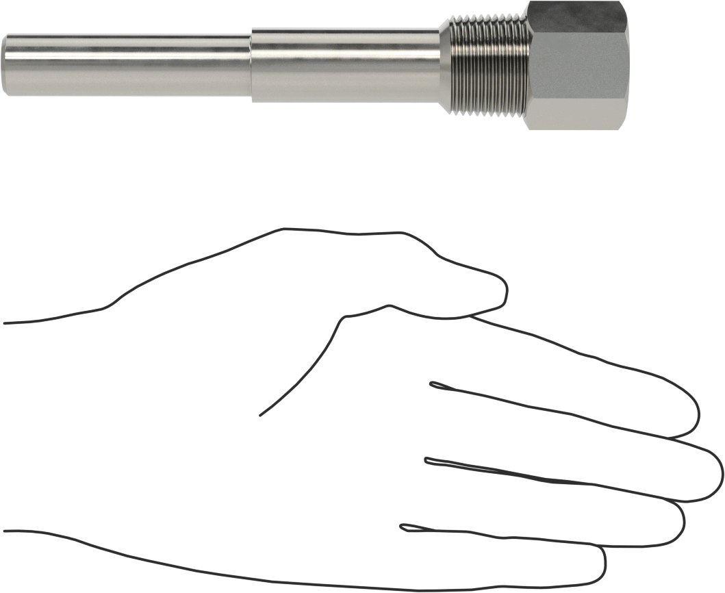 Termovell, 6“ x 3/8” Mil için, 316 Paslanmaz Çelik, 3/4 NPT Bağlantı