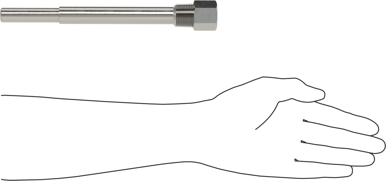 Termovell, 9“ x 3/8” Gövde için, 304 Paslanmaz Çelik, 3/4 NPT Bağlantı