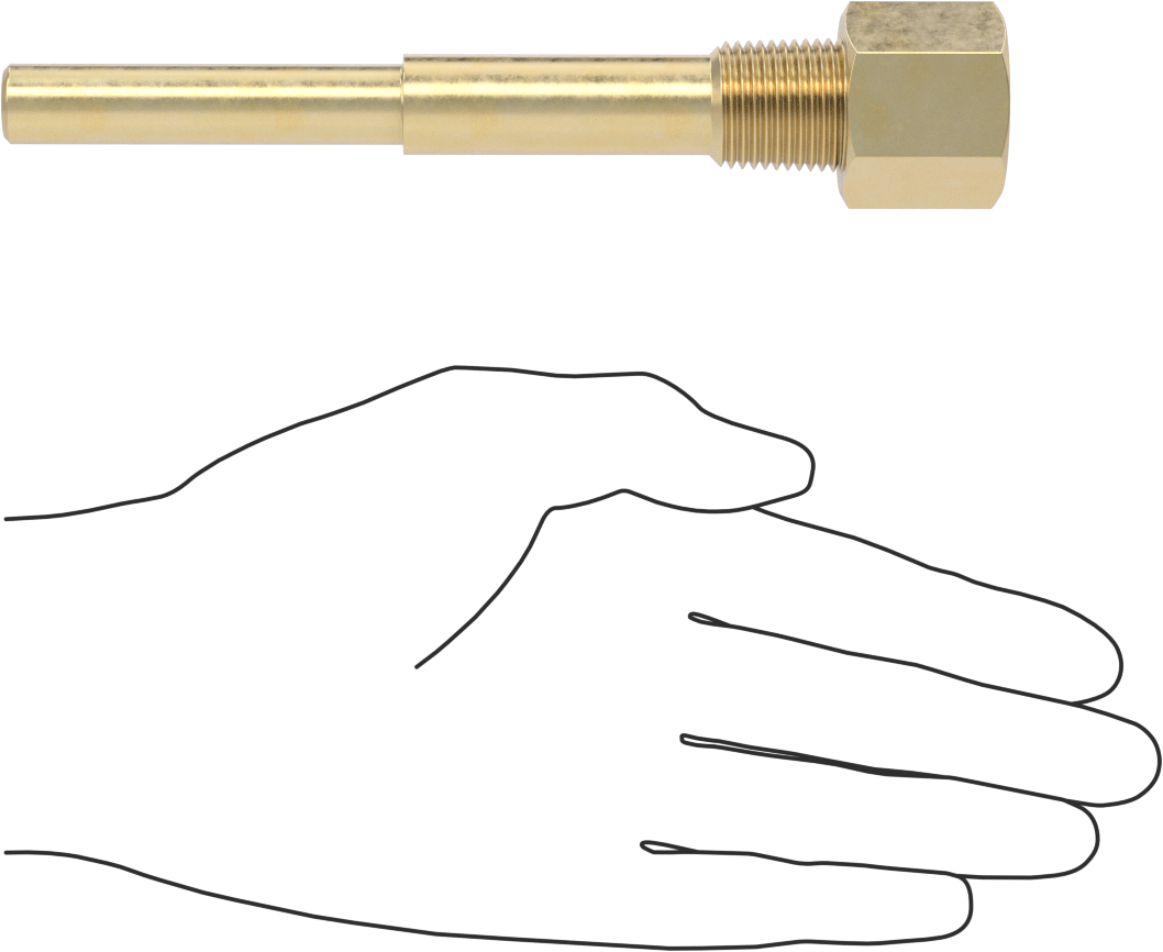 Termovell, 6 inç x 1/4 inç şaft için, Pirinç, 1/2 NPT Bağlantı