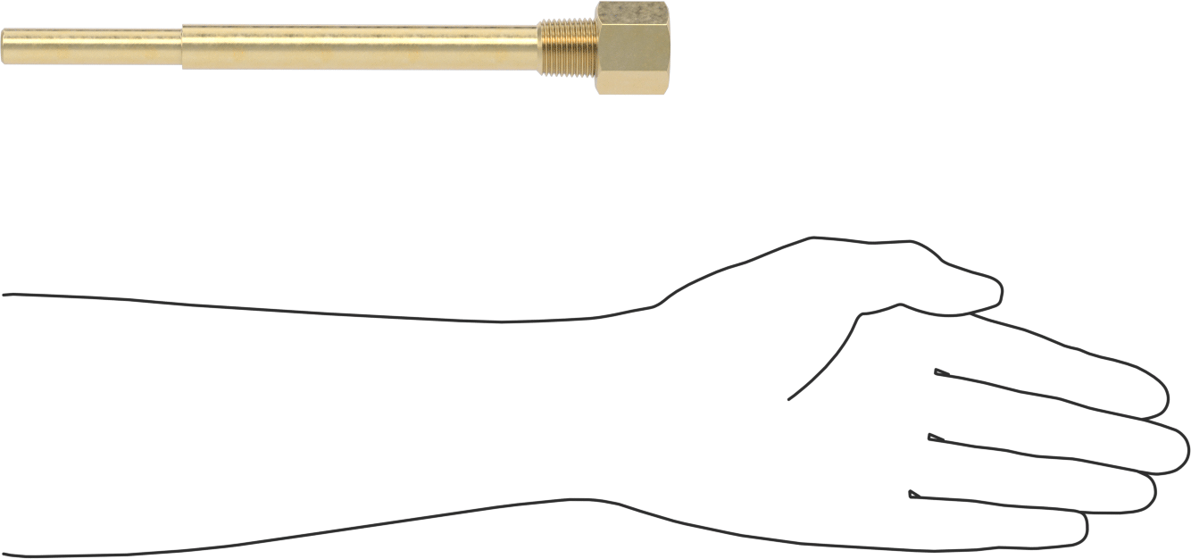 Termovell, 9“ x 1/4” gövde için, Pirinç, 1/2 NPT Bağlantı