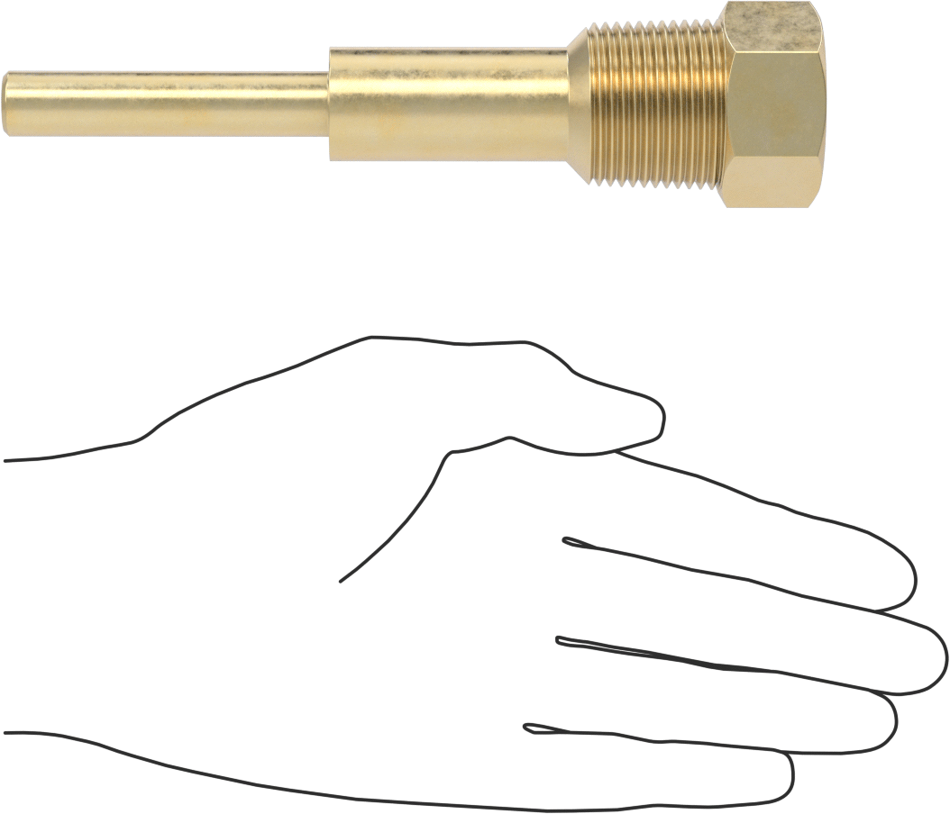 Termovell, 6 inç x 1/4 inç şaft için, Pirinç, 1 NPT Erkek Bağlantı