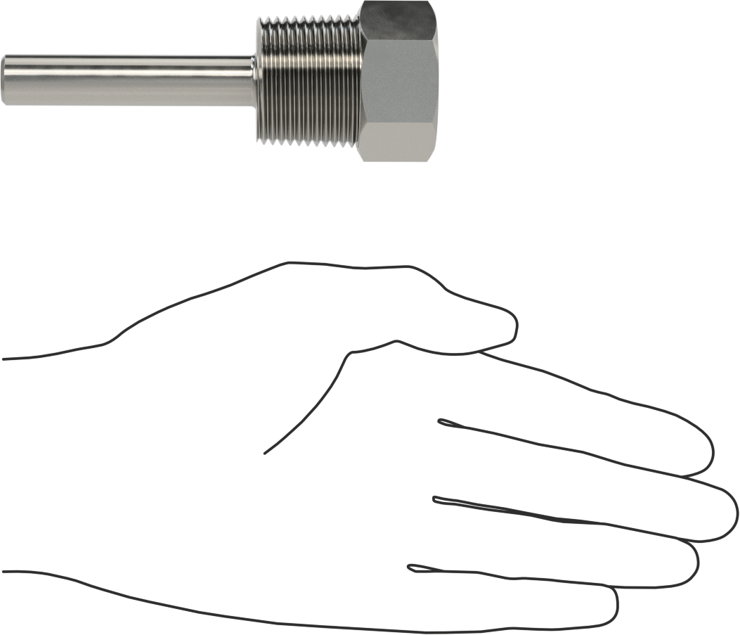 Termovell, 4“ x 1/4” Mil için, 316 Paslanmaz Çelik, 1 NPT Bağlantı