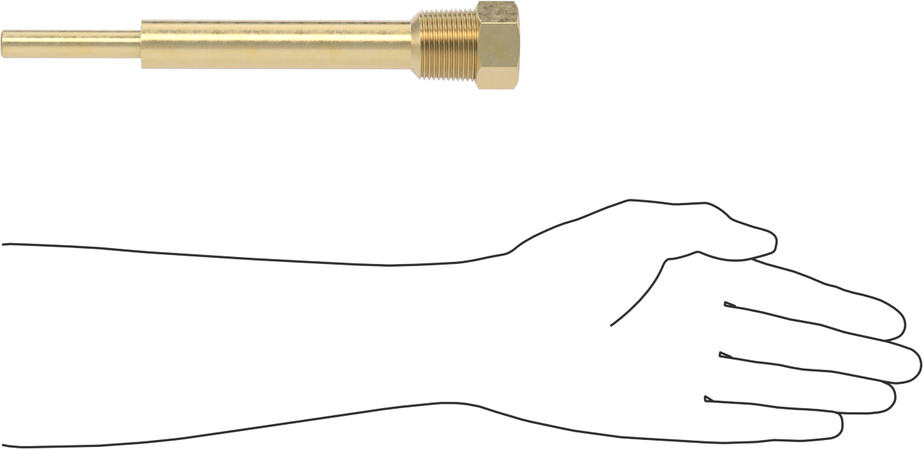 Termovell, 9“ x 1/4” gövde için, Pirinç, 1 NPT Erkek Bağlantı