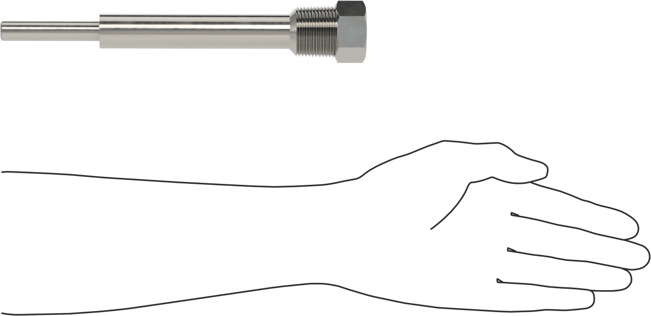 Termovell, 9“ x 1/4” gövde için, 316 Paslanmaz Çelik, 1 NPT Bağlantı