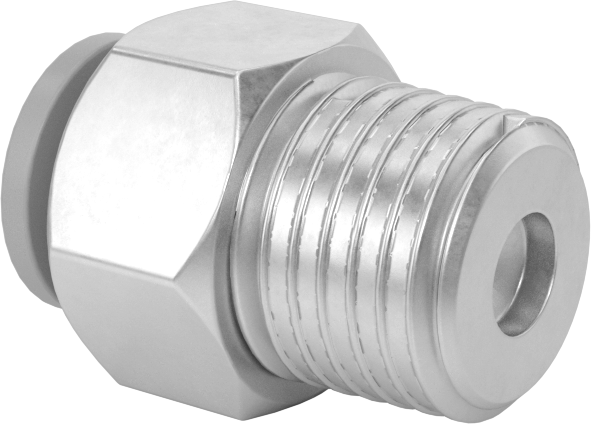 Bas-Bağlan Pirinç Gövde Delikli Vana, Adaptör, 1/4 NPT Erkek, 1/4" Boru Dış Çapı için, 0,01 inç Çap