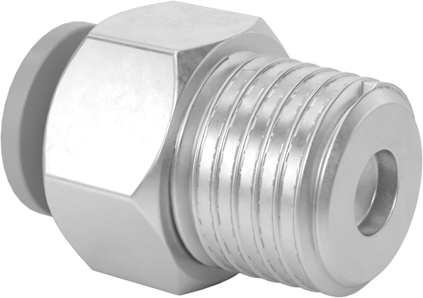 Bas-Bağlan Pirinç Gövde Delikli Vana, Adaptör, 1/4 NPT Erkek, 1/4" Boru Dış Çapı için, 0,021" Çap