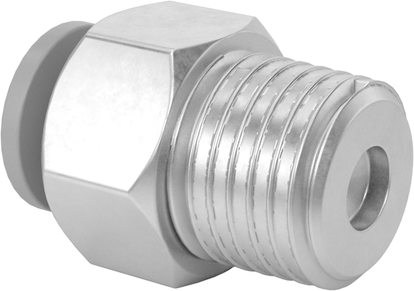 Bas-Bağlan Pirinç Gövde Delikli Vana, Adaptör, 1/4 NPT Erkek, 1/4" Boru Dış Çapı için, 0,052 inç Çap