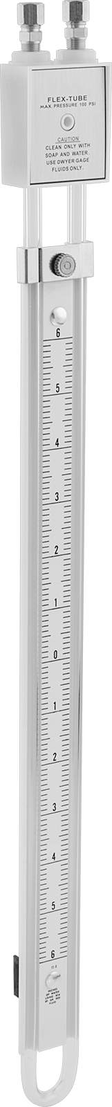 U-Tüpü Olan Düşük Basınçlı Diferansiyel Manometre, 1/4" Dış Çaplı Boru için Sıkıştırma Bağlantısı, 0-16 in. H2O