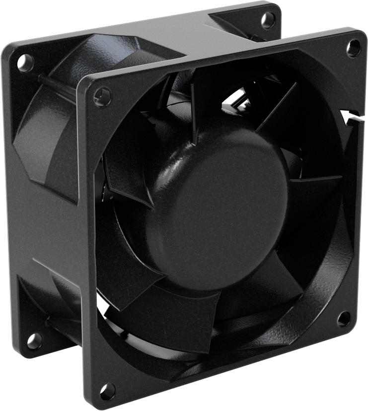 Yüksek Çıkışlı Ekipman Soğutma Fanı, 3,15" Kare, 85 ila 265V AC, 60 CFM Hava Akışı