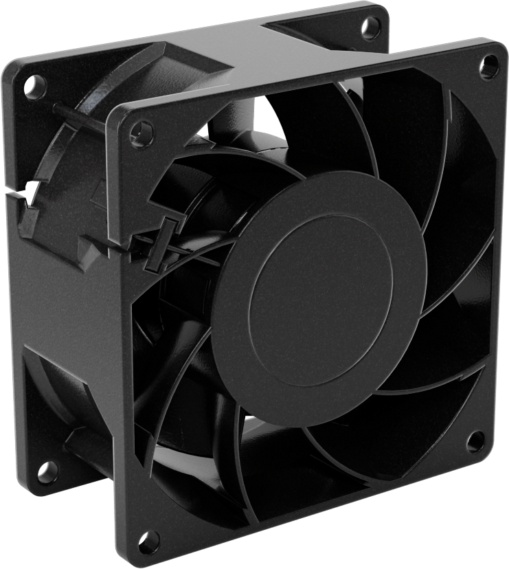 Yüksek Çıkışlı Ekipman Soğutma Fanı, 3,15" Kare, 85 ila 265V AC, 60 CFM Hava Akışı