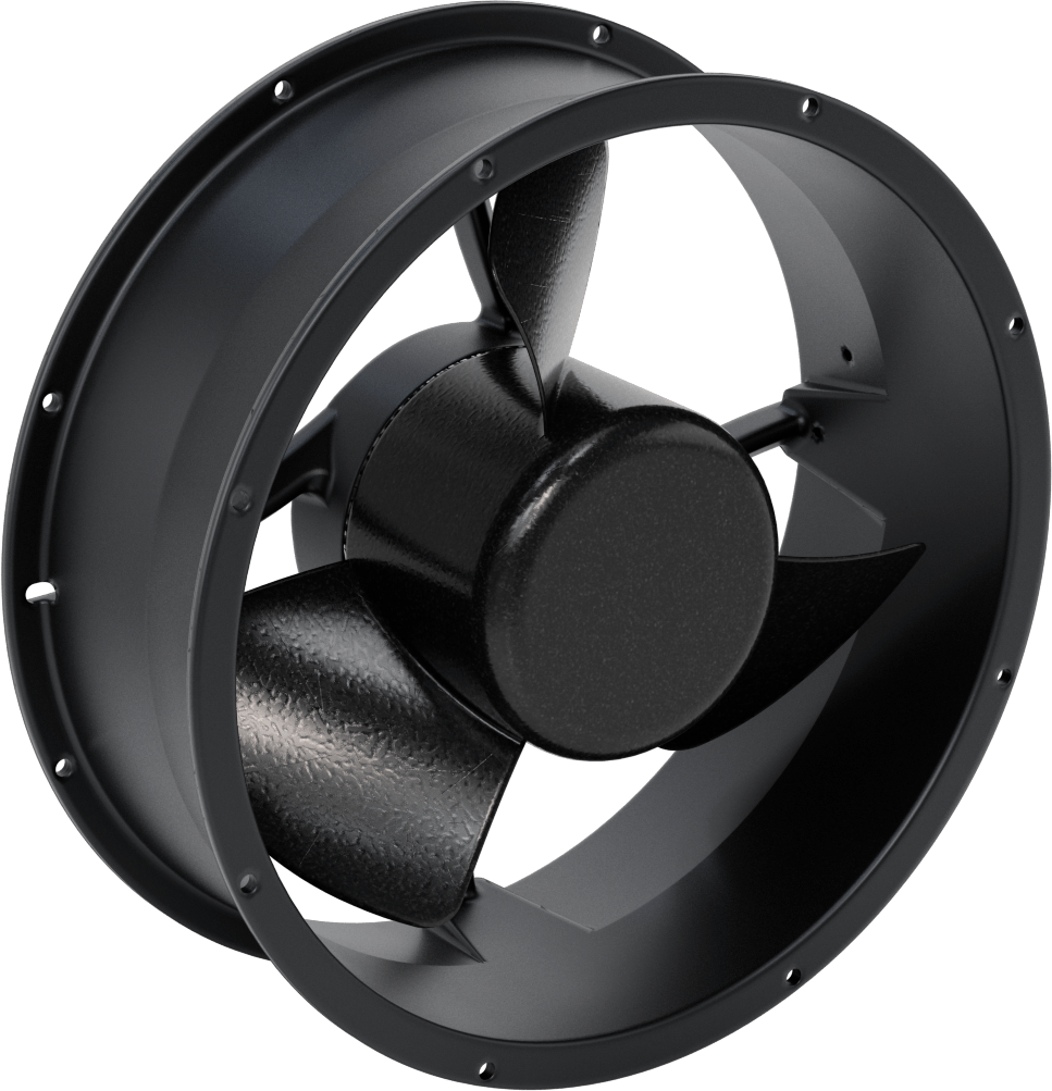 Yüksek Çıkışlı Ekipman Soğutma Fanı, 10" Çapında Yuvarlak, 230V AC, 830 CFM Hava Akışı