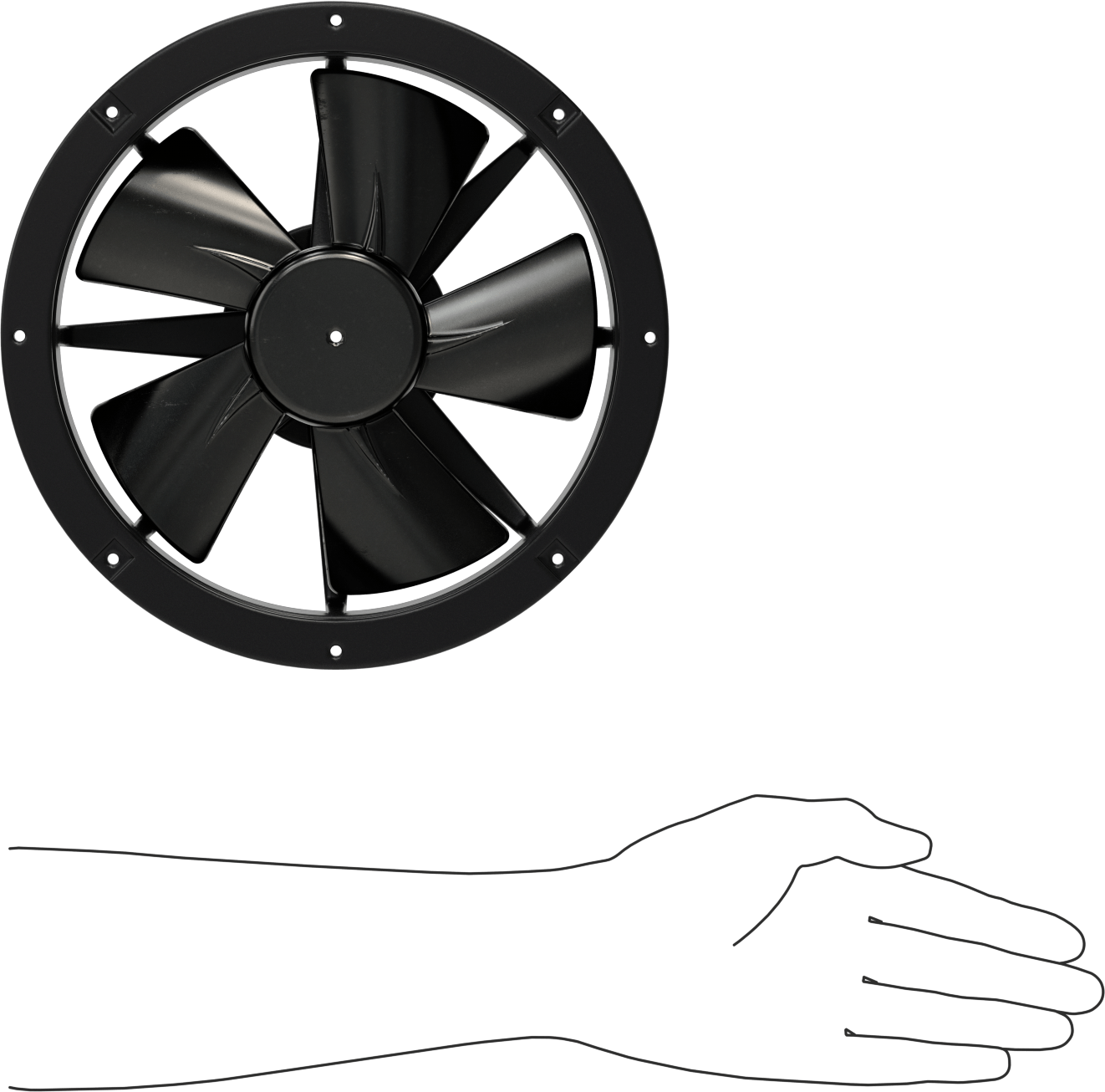Yüksek Çıkışlı Ekipman Soğutma Fanı, 9,84 inç Yuvarlak Çap, 120V AC, 290 ila 460 CFM Hava Akışı