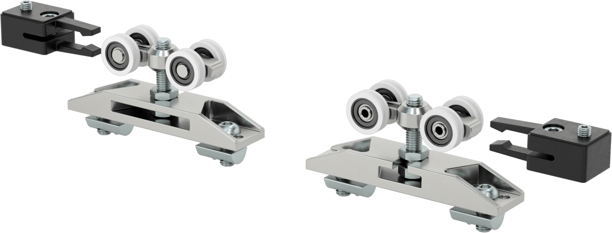 T-Yuvalı Çerçeveleme Rayı Makarası, Yüksek Kapasiteli, Bilyalı Rulman ile, 40 mm Yüksekliğinde Tek Ray, Gümüş