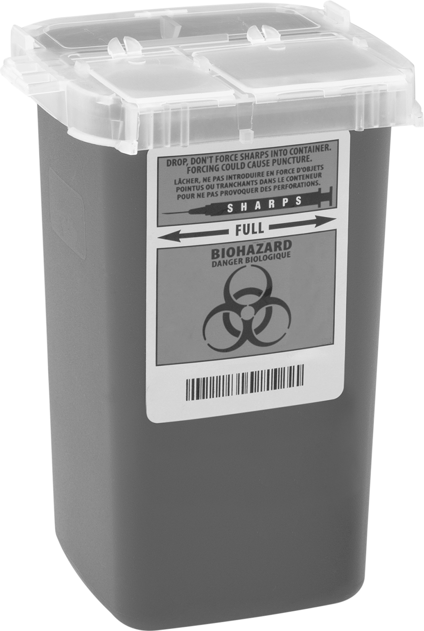 Kesici Nesneler için Kesici Atık Konteyneri, Plastik, Biyolojik Tehlike Mesajlı Sızdırmaz, 32 FL oz