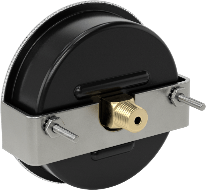 Çelik Kasalı Çift Ölçekli Basınç ve Vakum Göstergesi, 3-1/2" Kadran Çapı, 1/4 NPT Erkek, Panel Montajı, 0 ila 30 PSI
