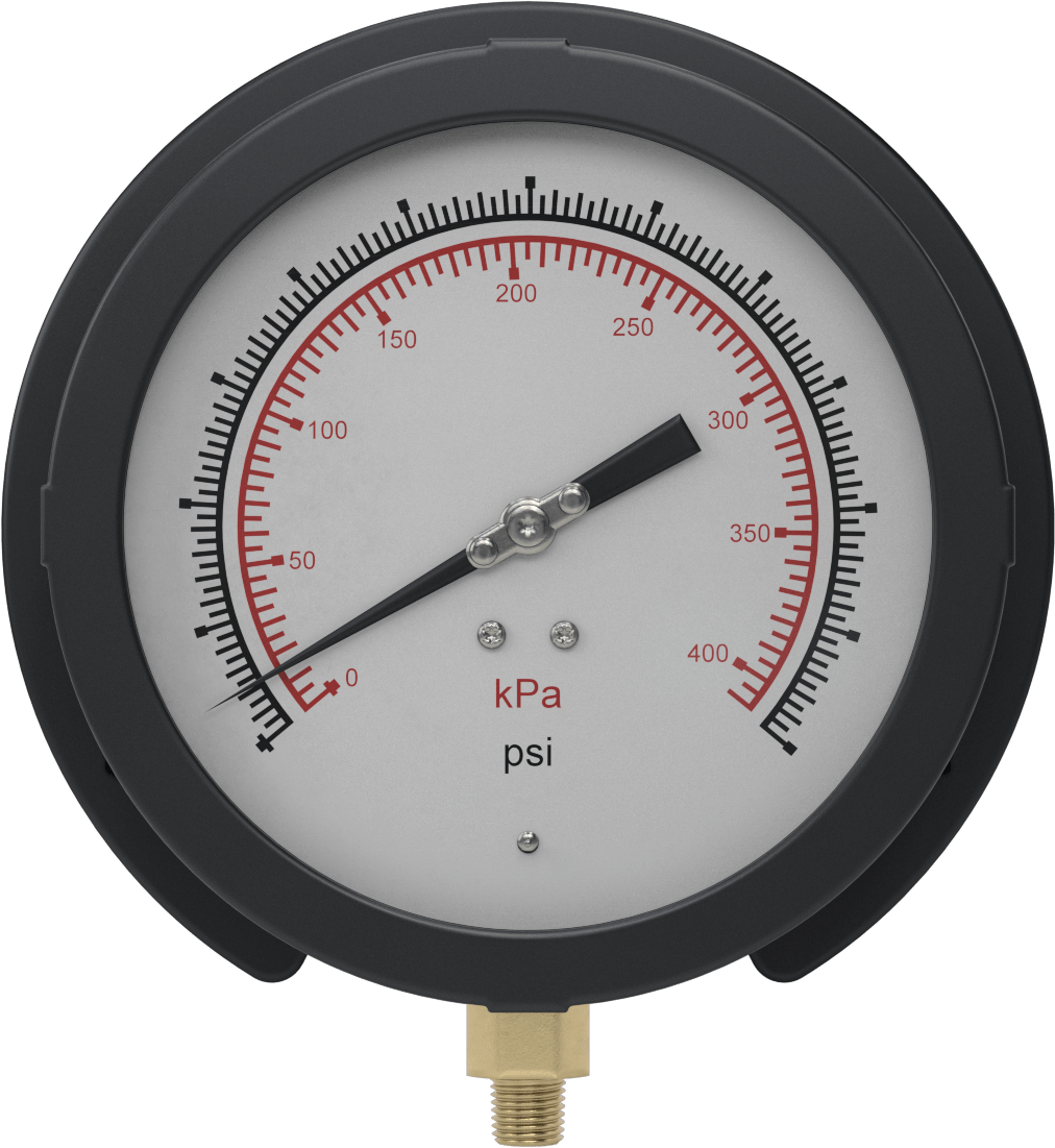 Basınç Test Göstergesi, 1/4 NPT Pirinç Alt Bağlantı, 6" Kadran, 0-60 PSI